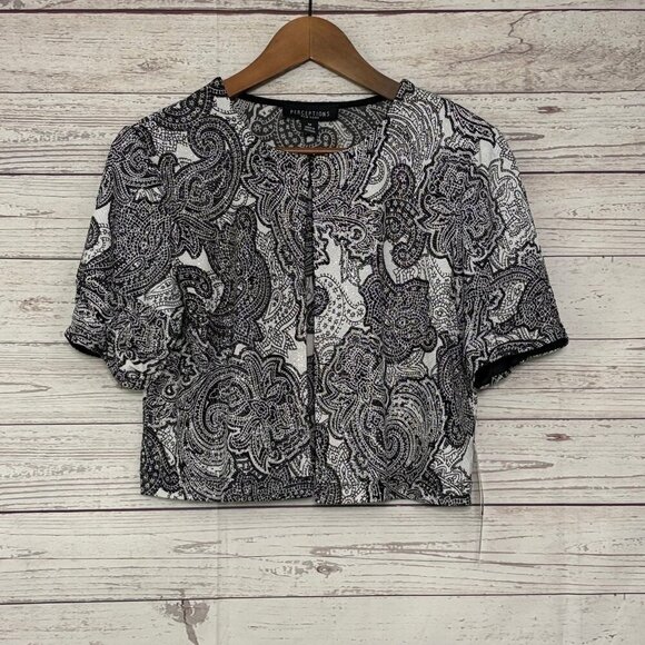 NWT Perceptions NY Black/White SS Shawl Medium - Picture 1 of 5